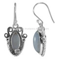 Lovely Blue Lace Agate Gemstone with 925 Sterling Silver Vintage Style Earrings for Gift